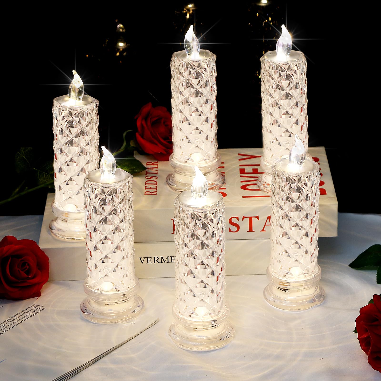 LACGO 6 PCS Rose Shadow Flameless Candles $17.04