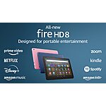 Amazon Fire HD 8 tablet, 8” HD Display, 32 GB, 30% faster processor, designed for portable entertainment, (2022 release), Black $64.99