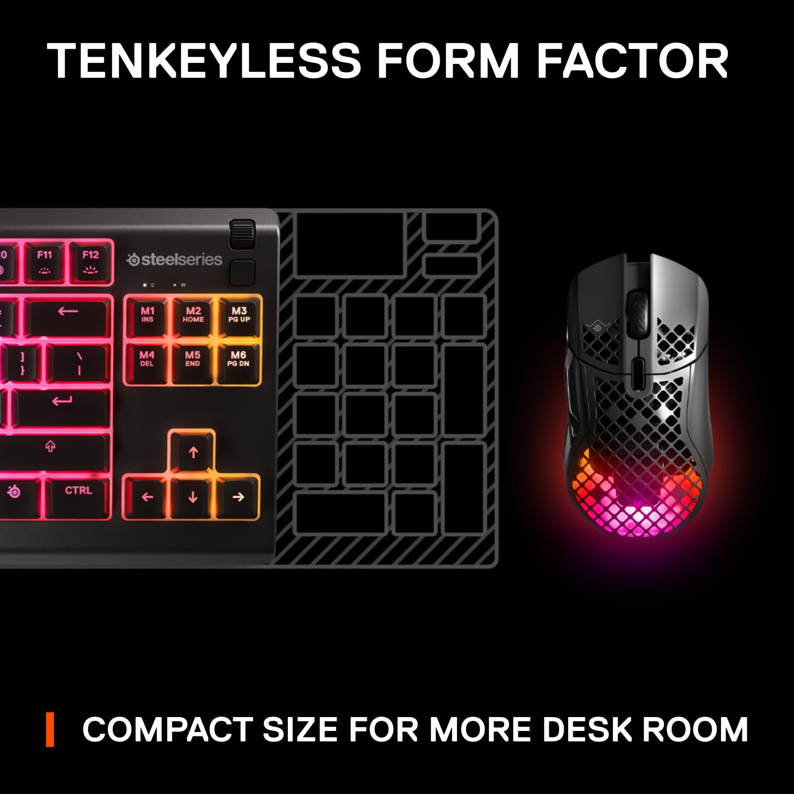 SteelSeries Apex 3 TKL RGB Gaming Keyboard – Tenkeyless Compact Form Factor - 8-Zone RGB Illumination – IP32 Water & Dust Resistant – Whisper Quiet Gaming Switch – $44.99