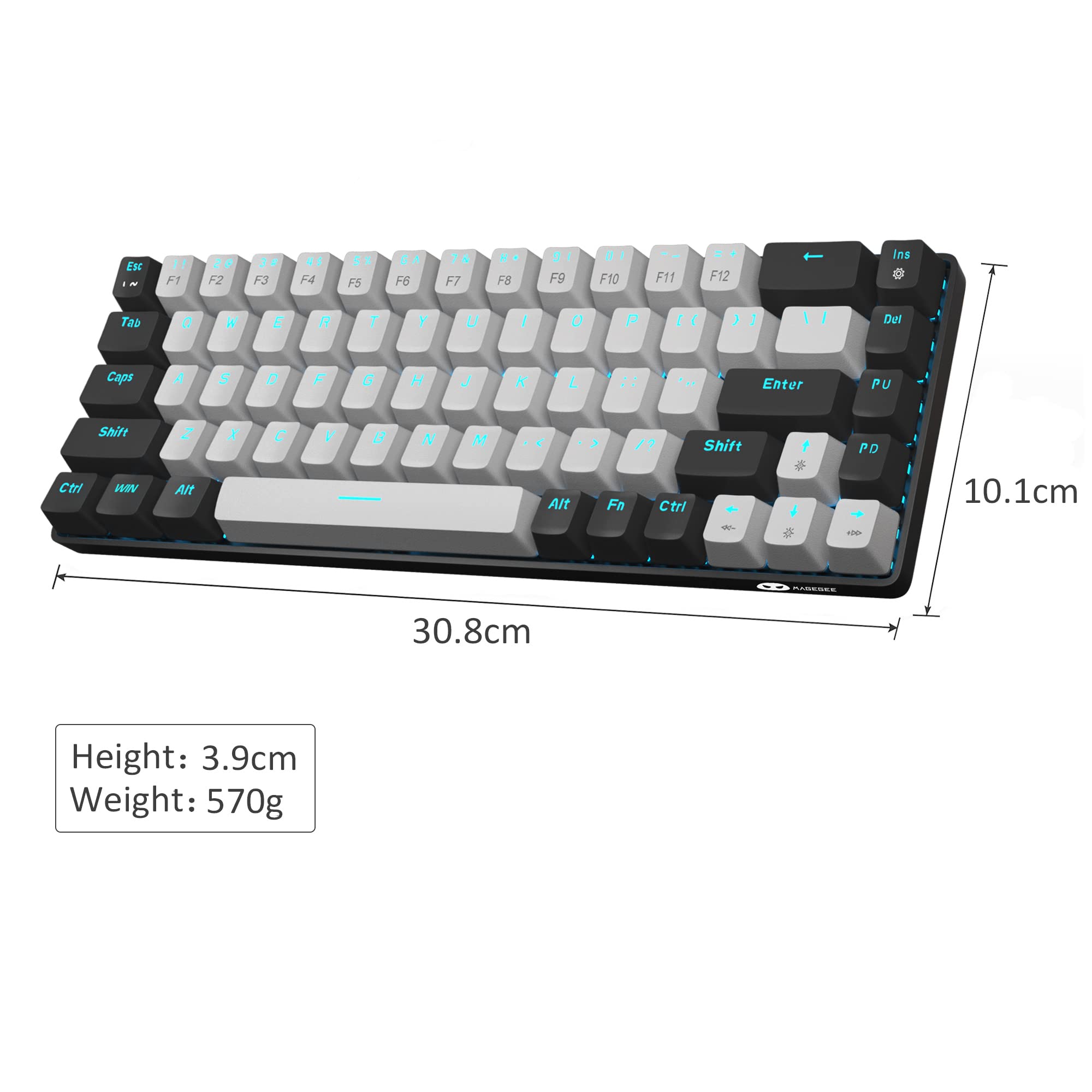 MageGee Portable 60% Mechanical Gaming Keyboard, MK-Box LED Backlit Compact 68 Keys Mini Wired Office Keyboard with Blue Switch for Windows Laptop PC Mac - Grey/Black $29.99
