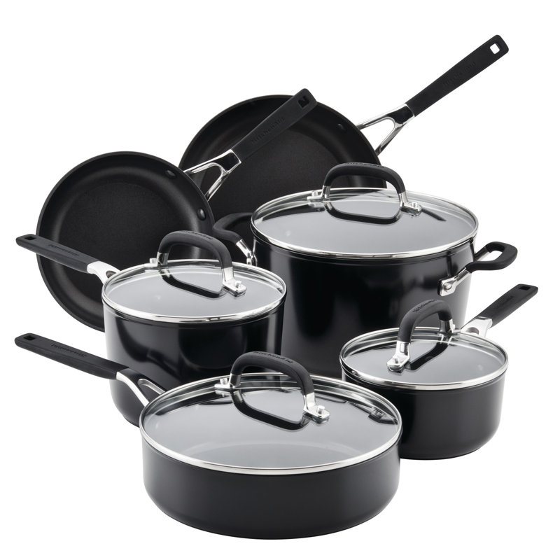 Kitchenaid 10 Piece Hard Anodized Nonstick Pots snd Pans Cookware Set $129.99 at Wayfair