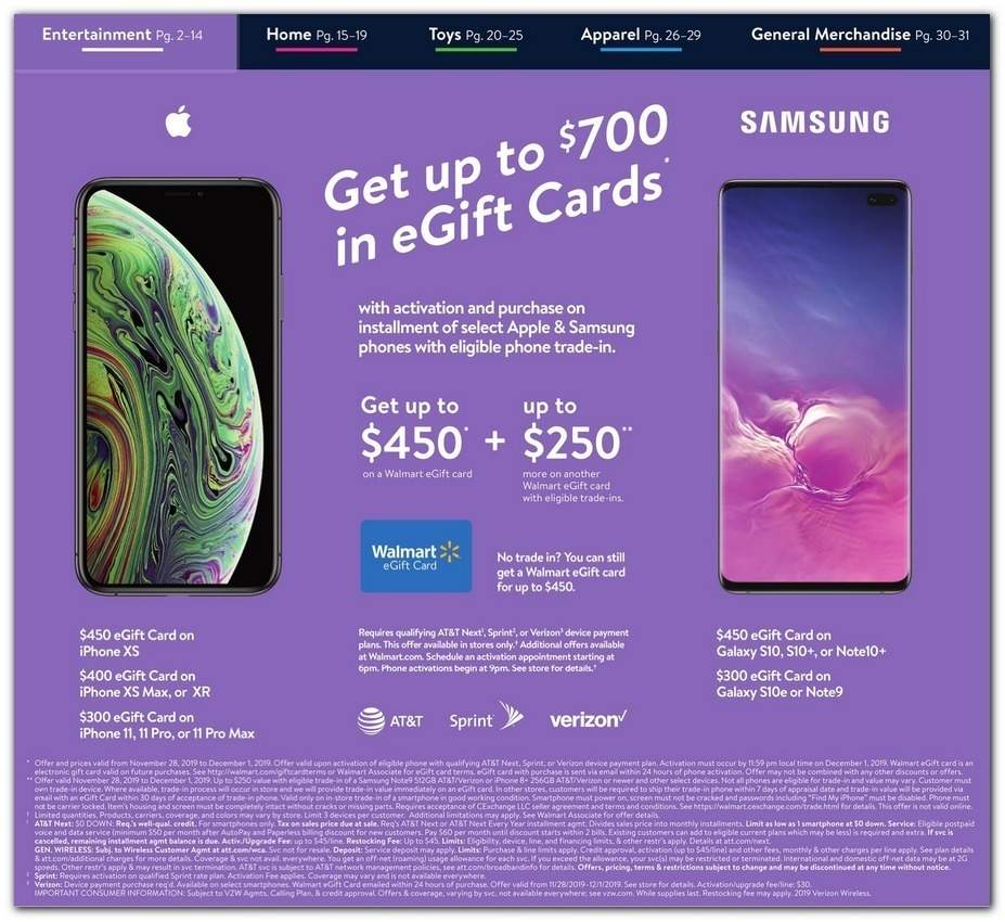 Walmart Black Friday $549.99 Galaxy S10+ with $450 Gift card plus up to $250 trade in