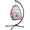 Barton Powder Coated Steel Frame Black Wicker Egg-Shaped Patio Swing Chair w/ Beige Cushion $125 + Free Shipping