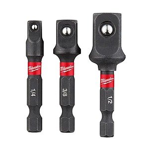 3-Piece Milwaukee Shockwave Impact Duty 1/4" Hex Shank Socket Adapter Tool Set $6 + Free Shipping