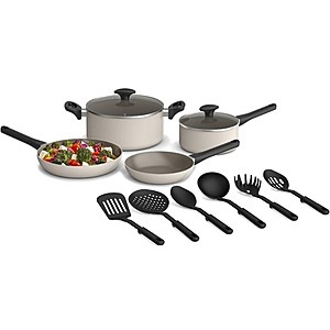 12-Piece Bella Cookware Set w/ EverGood Ceramic Nonstick Coating (Oatmilk) $19.99 + Free Shipping w/ Prime
