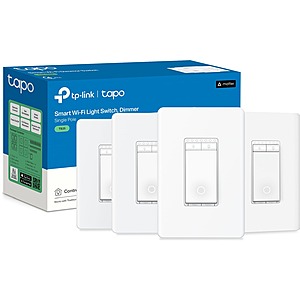 4-Pack TP-Link Tapo Smart Wi-Fi Light Dimmer Switch w/ Matter (White) $40 ~ Amazon