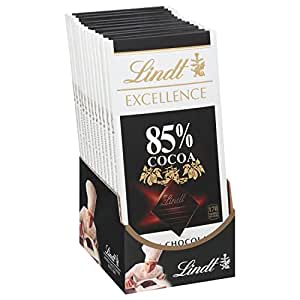Amazon $30 or $25.50 (with S&S 15% off) Lindt Excellence Bar, 85% Cocoa Extra Dark Chocolate, Gluten Free, 3.5 Ounce (Pack of 12)