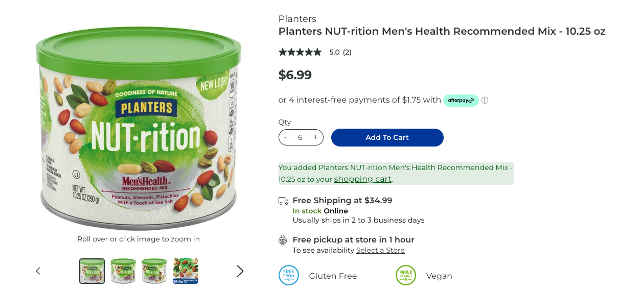 Planters NUT-rition Men's Health Recommended Mix - 10.25 oz For $6.99 from Rite Aid