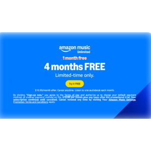 4 Free Months of Amazon Music Unlimited (New Subscribers)