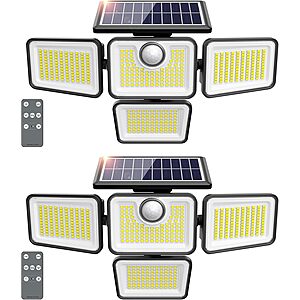 Prime Members: 2-Pack omibee 4500LM Solar Outdoor Motion Adjustable Sensor Light .50 + Free S/H
