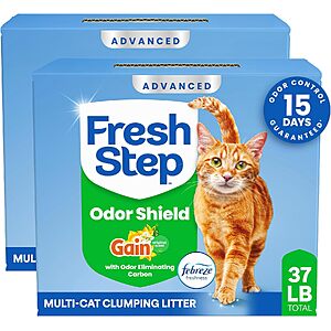 Prime Members: 2-Pk 18.5-Lb Fresh Step Advanced Clumping Cat Litter w/ Gain $17 w/ S&S + Free S&H