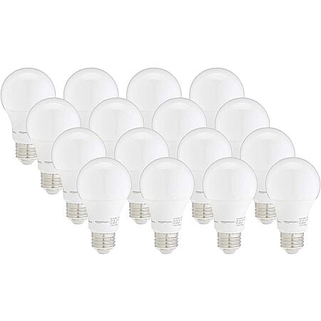 Amazon Basics 60W Equivalent A19 LED Light Bulbs (16-Pack) $15