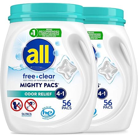 All Mighty Pacs, Free & Clear, 2-Pack 56-Count/112 Total $19