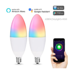 2-Pack Dimmable Candelabra Smart LED Light Bulbs E12, 40W Equivalent w/ WiFi Control - $29.99 AC, F/S with Prime