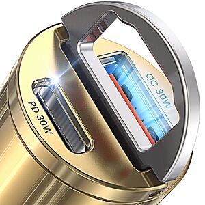 AINOPE 60W USB-C Dual Port Car Charger (Gold) $4.79 after $1.20 Clipped Coupon + Free Shipping w/ Prime $4.8