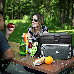 Lunch Box 9 Can Zipperless Soft Sided Cooler w/Hard Liner Grey and Green