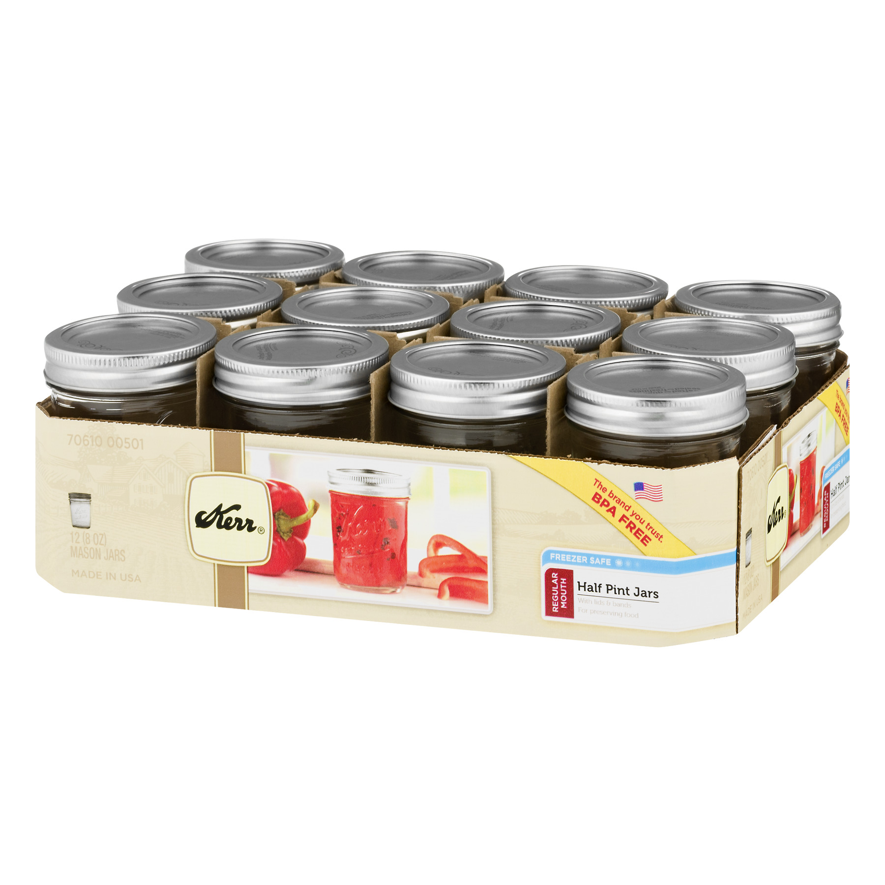 12-pack of Kerr Half Pint (8oz) Mason Jars w/ Lids & Bands $3.34 Walmart B&M YMMV