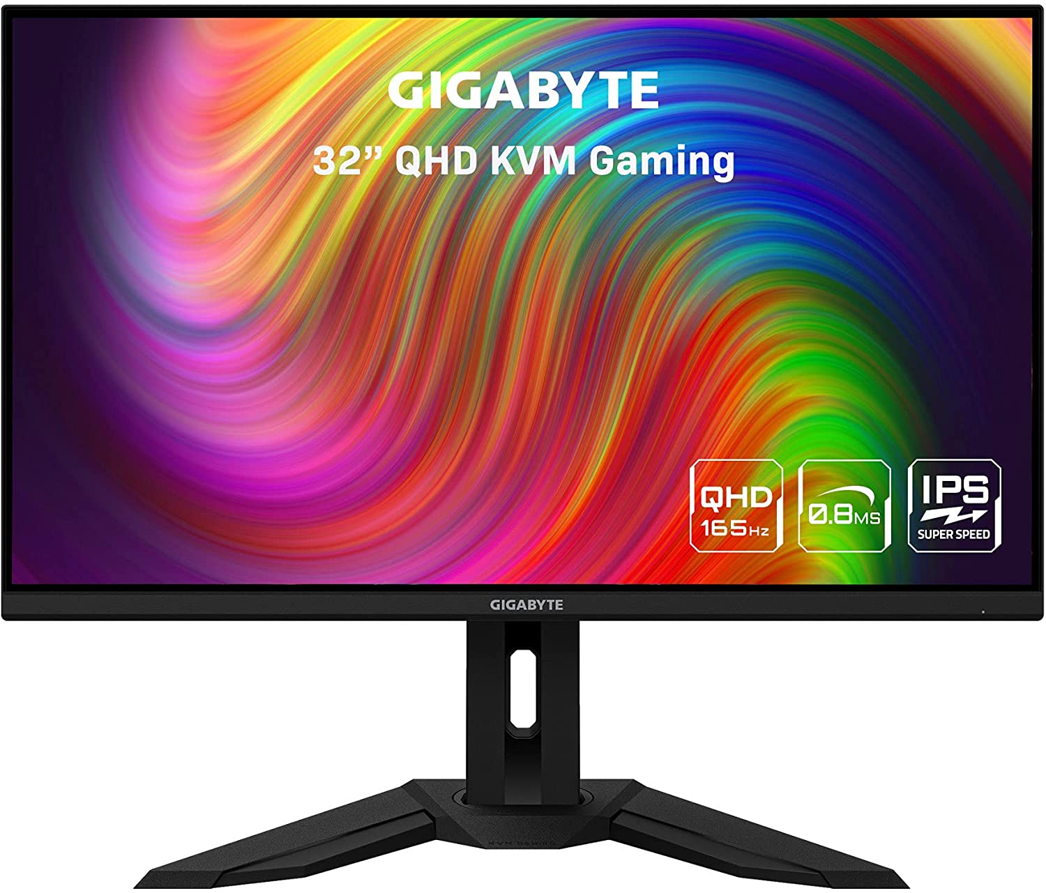 GIGABYTE M32Q 32" Gaming Monitor [165HZ, 1440P QHD KVM, 2560 x 1440 SS IPS, 0.8ms (MPRT), 94% DCI-P3, HDR Ready, FreeSync Premium] for $359.99 $359.99