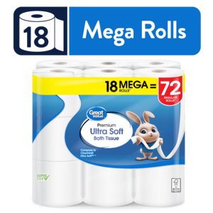 18-Count Great Value Ultra Soft Mega Roll Toilet Paper 