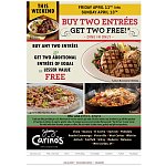 Johnny Carino's Buy Two Entrees get Two Free 4/11-4/13