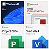 Bundle: Microsoft Windows 11 Pro + Microsoft Office Pro 2024 + Microsoft Project Pro 2024 + Microsoft Visio Pro 2024 (Lifetime, 1 User/1 PC, Digital Download) $25
