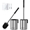 HAMITOR Compact Toilet Bowl Brush Set (2-Pack, Silver)