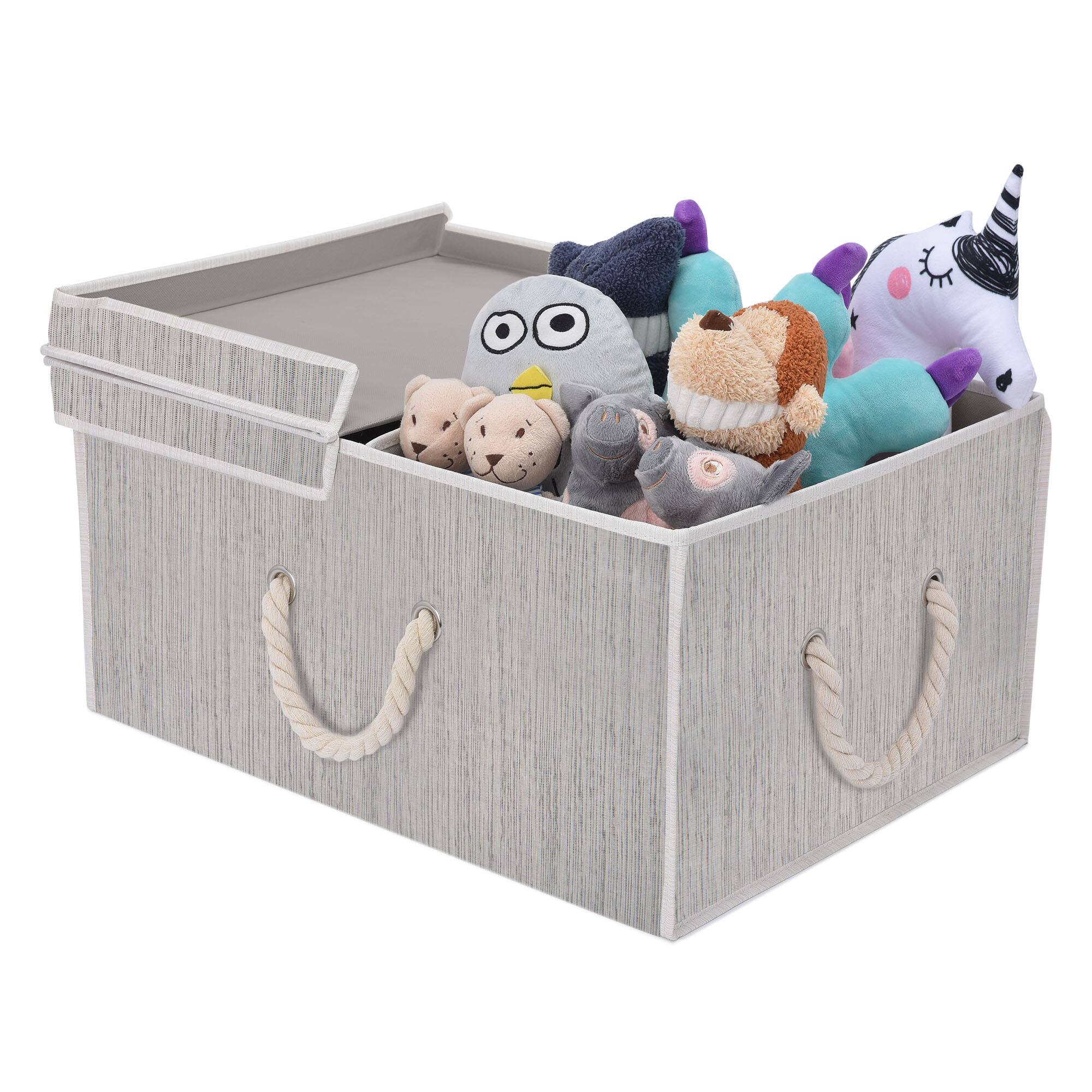 StorageWorks 65L Storage Bin with Double-Open Lid and Strong Cotton Rope Handle (Gray, Brown & Beige, Bamboo Style) Jumbo Size for $17.99 + Free Shipping w/ Amazon Prime or $25+