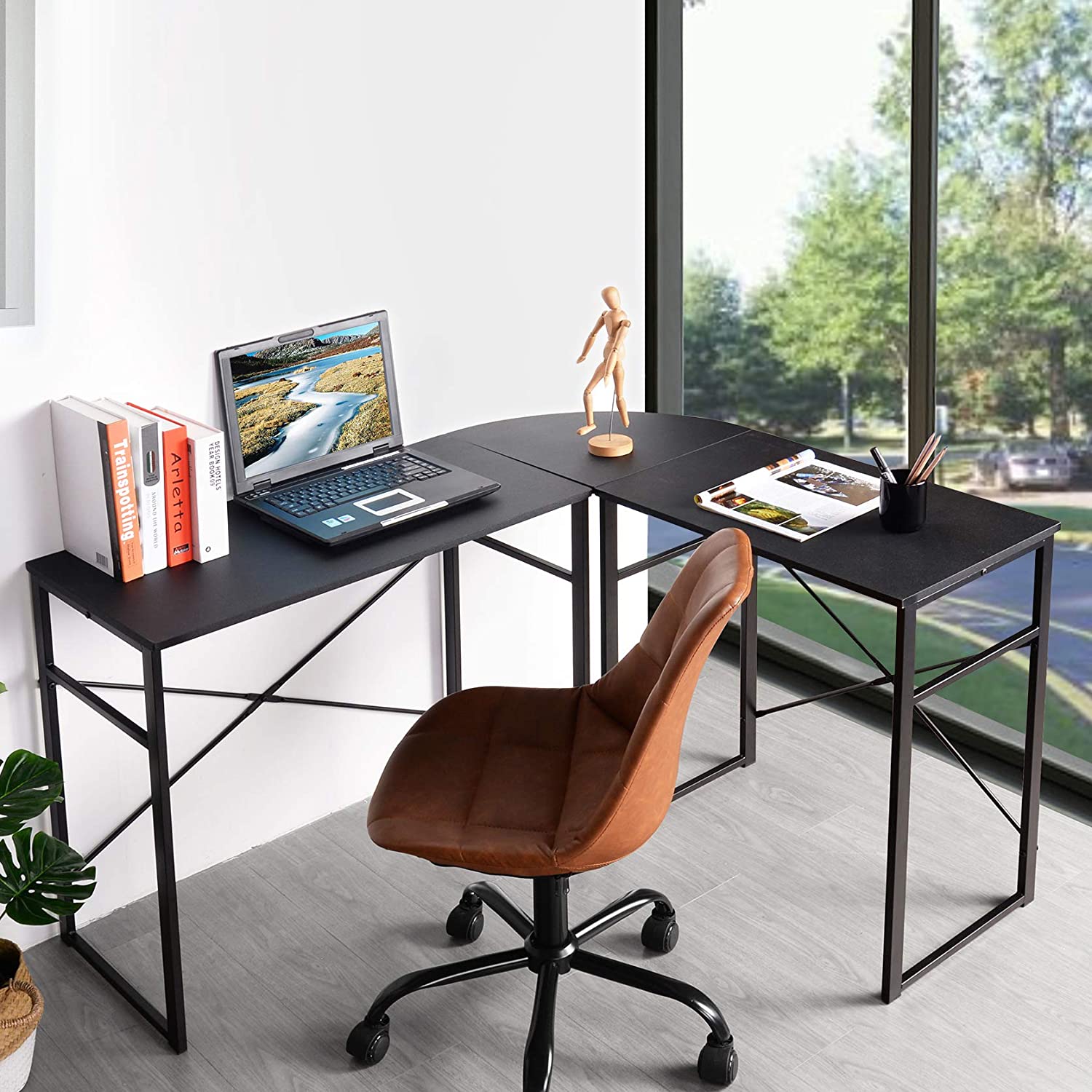 Skonyon L Shaped Desk (Black) for $69.97 + Free Shipping