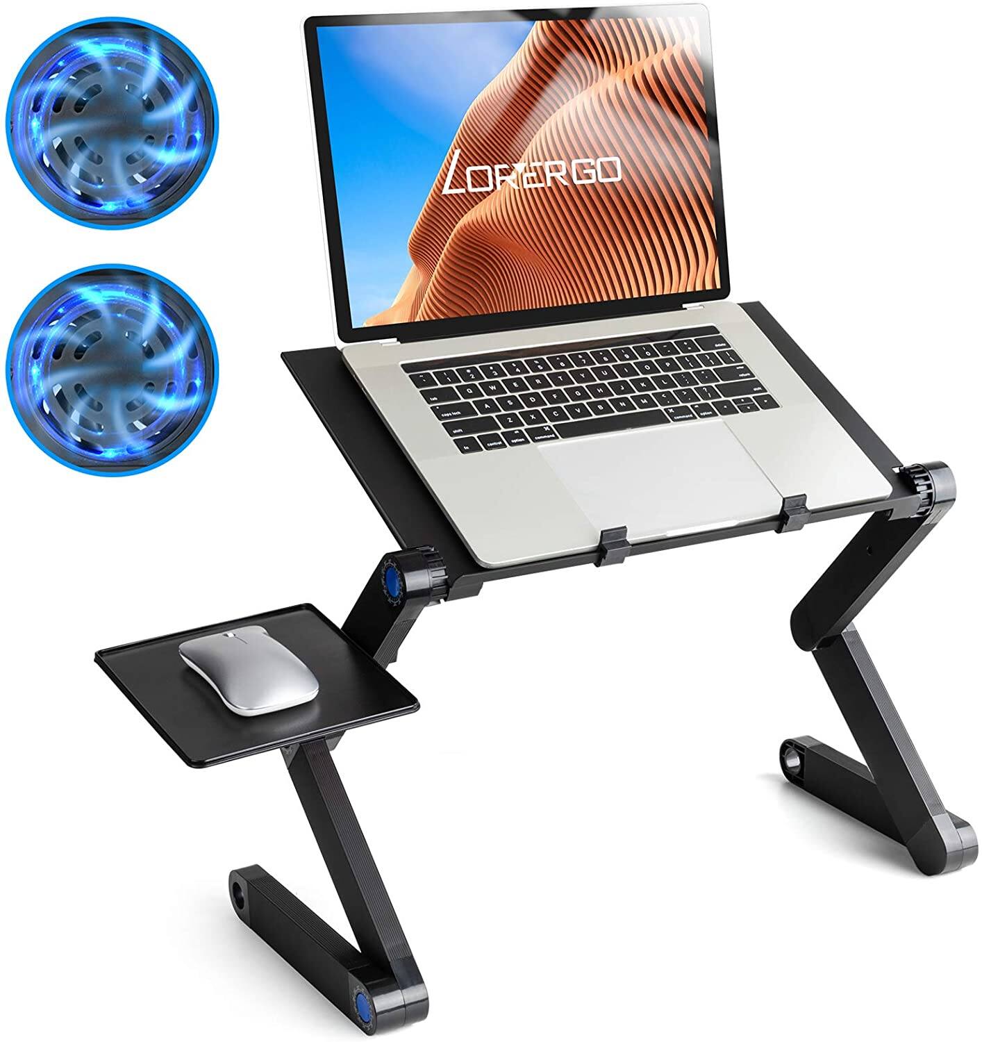 Loryergo Adjustable Laptop Stand w/ 2 CPU Cooling Fans and Mouse Pad for 15.6'' Laptops @ $10.79 + FSSS