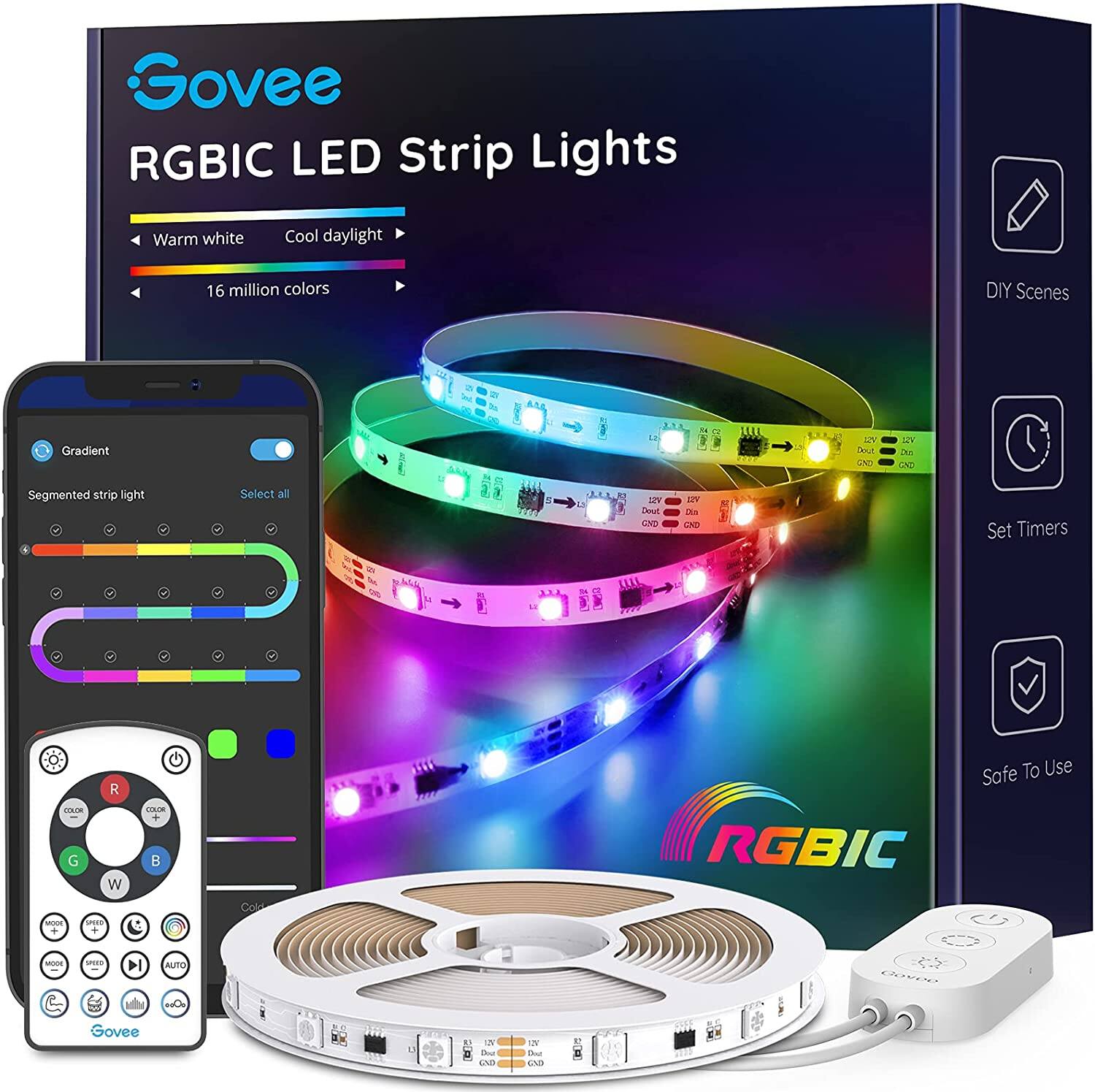 Govee 16.4ft RGBIC Bluetooth LED Strip Lights - $17.57 + Free Shipping w/ Prime or orders $25+