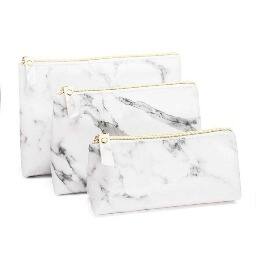3Pcs Makeup Bags Waterproof with Golden Zipper and Marble Design for $9.99 + Free Shipping