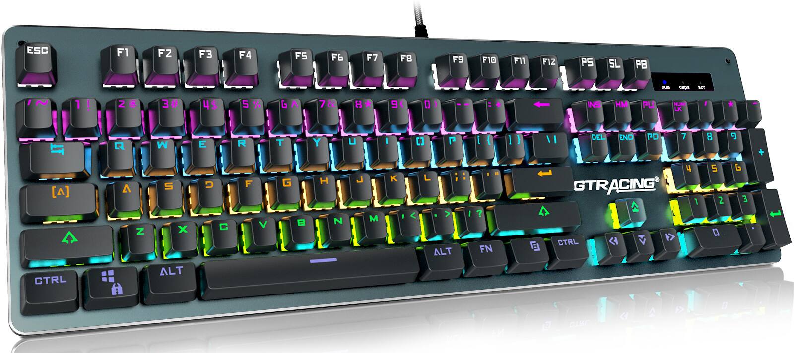 GTRACING Mechanical Keyboard, Wired Switch 104 Keys Rainbow Backlit and 20 LED Lighting Effect (Gray) for $13.96 + FS