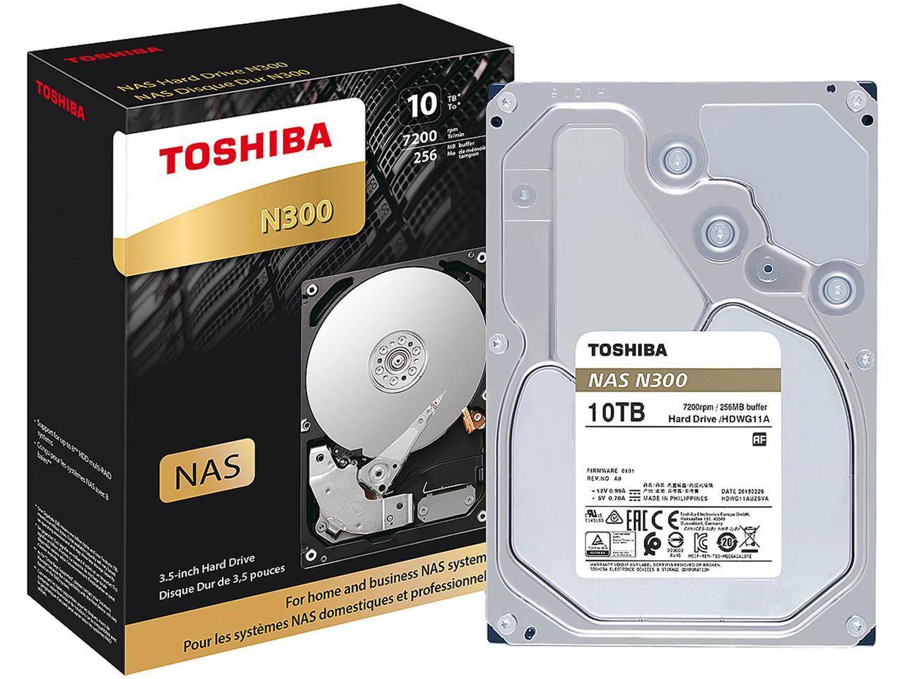 TOSHIBA N300 10TB NAS Hard Drive [7200 RPM, SATA 6.0Gb/s, 256MB] (HDWG11AXZSTA) for $219.99 w/ FS after Code
