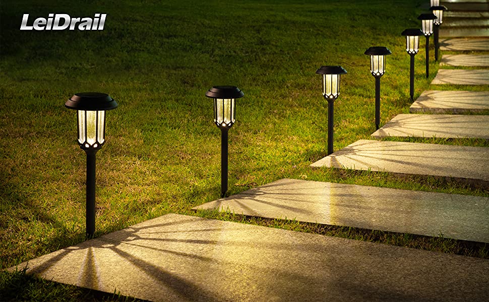 LeiDrail 8 Pack Solar Pathway Lights Warm White LED Waterproof for $23.99 + Free Shipping w/ Prime or orders $25+