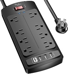 Nuetsa 8 Outlets + 4 USB Ports 6 Feet 2700 Joules ETL Listed Surge Protector Power Strip for $15.27 + Free Shipping