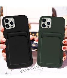Silicone Protective Soft Phone Case with Card Holder for iPhone 13 12 11 XR and More $3.99 + Free Shipping
