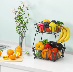 GSlife 2 Tier Fruit Basket with Banana Hanger for $11.54 + Free Shipping w/ Prime or orders $25+