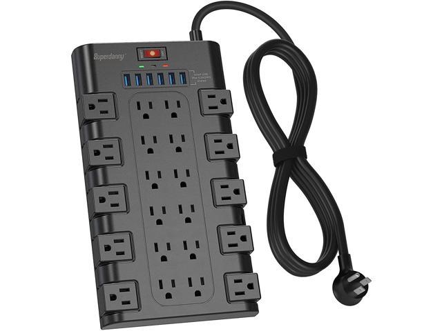 Superdanny Power Strip Surge Protector with 22 AC Outlets and 6 USB Charging Ports (1875W/15A, 2100 Joules, 6.5Ft Flat Plug Heavy Duty Cord, RoHS/UL Certified for $26.99 + F/S