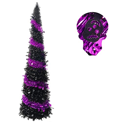 Funpeny 5ft Tinsel Christmas Tree (Black & Purple) for $12 + Free Shipping w/ Prime or orders $25+