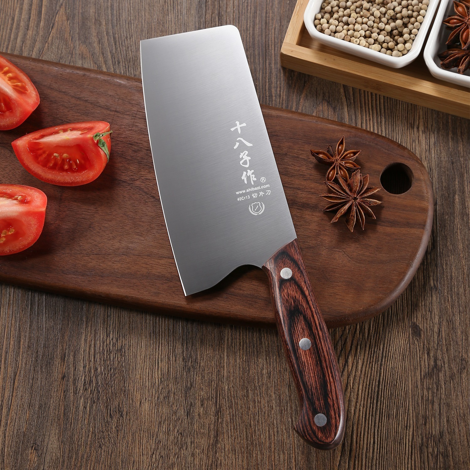 Shi Ba Zi Zuo Stainless Steel Chinese Knife w/ Wooden Handle: 6.7" $23.59, 7" $25.70 + Free Shipping w/ Prime or orders $25+