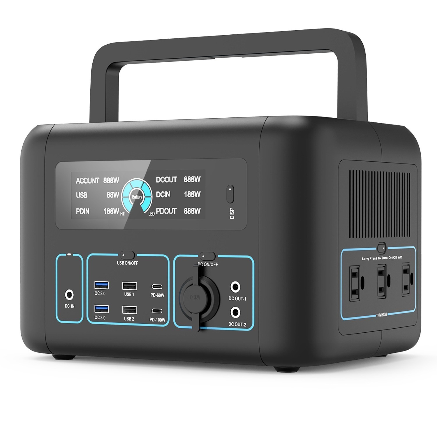 555Wh NEXPOW Portable Power Station 500W (Peak 1000W) 150000mAh Backup Lithium Battery $239 + Free shipping