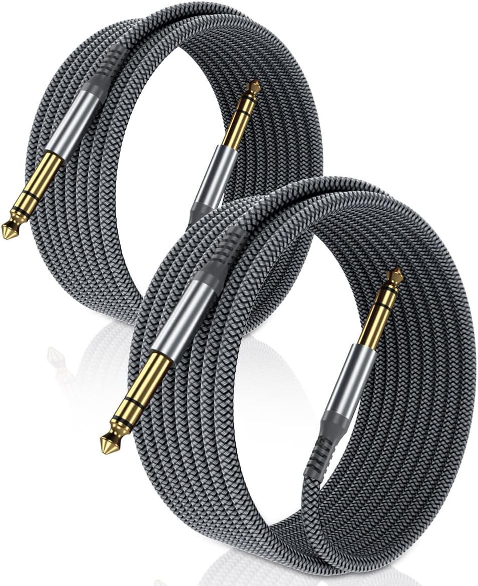 2 Pack 10ft Elebase 1/4 Inch 6.35MM Male Jack TRS Guitar Cable (Gray) $8 & More + Free Shipping w/ Prime or orders $25 +