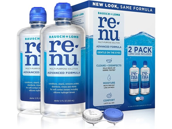 (2-Pack) Contact Lens Solution by Renu, Advanced Formula 12 Fl Oz $3, 20-Count Oral Fusion Medium Bristle Toothbrushes $3 & More ($10 Min Purchase) + Free Shipping w/ Prime