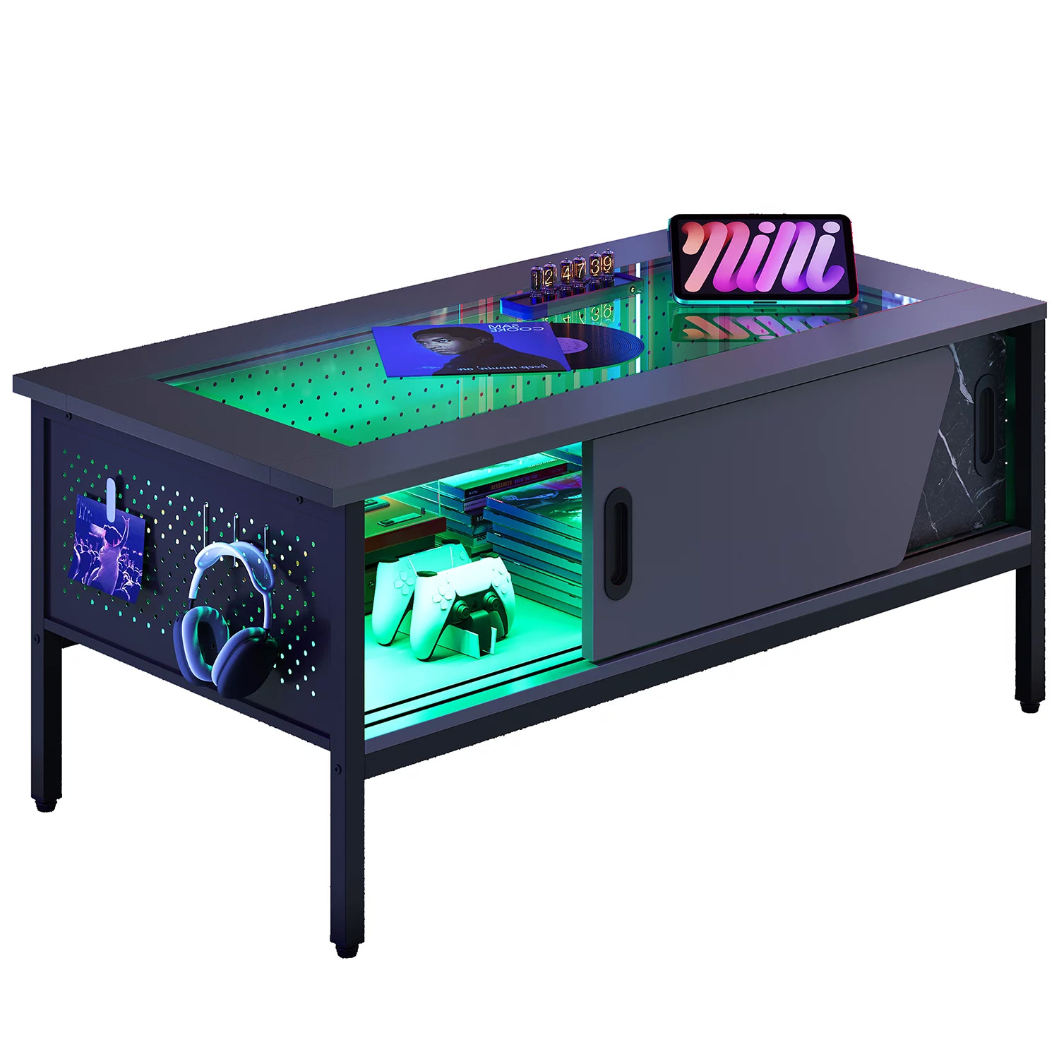 Bestier LED Coffee Table with Glass Top $43 + Free Shipping