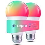 Lepro 2-Pack 1100 Lumens RGBWW  Wi-Fi and Bluetooth Smart Light Bulbs $12.91+ Free Shipping w/ Walmart+ or $35+ Orders