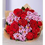 Mixed Purple Passion Bouquet w/ Lavender Daisies, Red Roses & Carnations $36 + Free Shipping