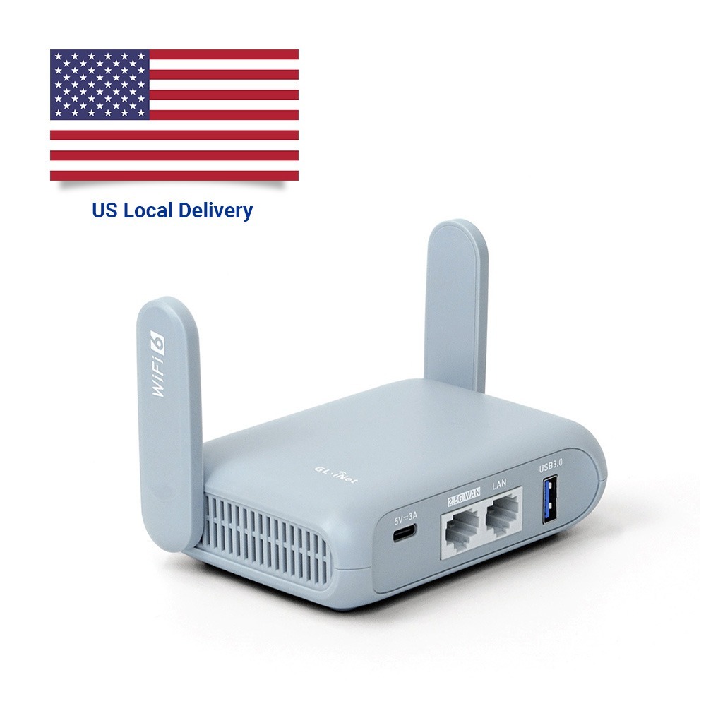 GL.iNet GL-MT3000 Beryl AX Pocket-Sized Wi-Fi 6 Wireless Travel Gigabit Router + Brume 2 (GL-MT2500) VPN Security Gateway with US plug + Free Pouch Case $138.53 + Free Shipping