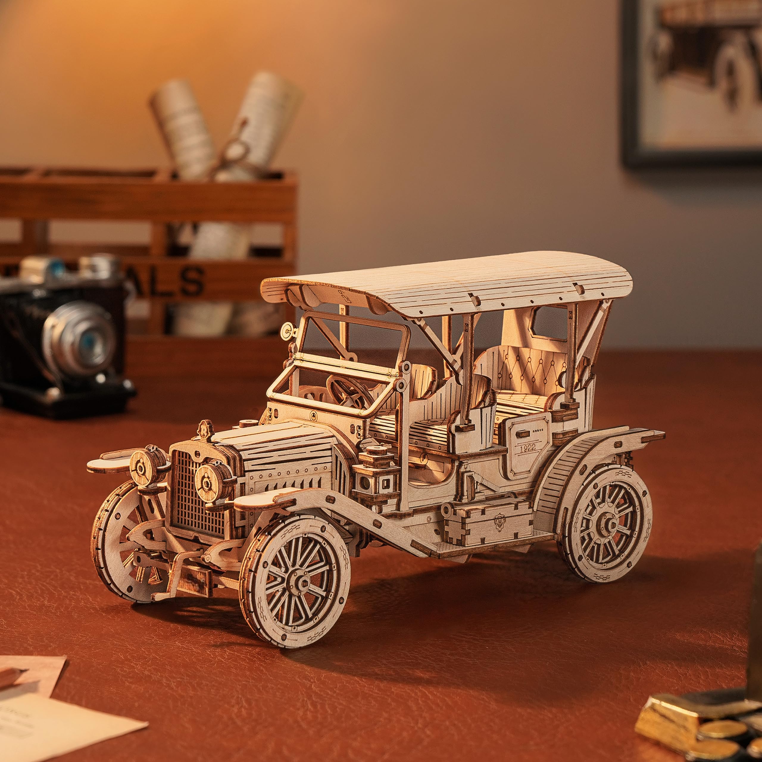 ROBOTIME Vintage Car Wooden 3D Puzzle $15 + Free Shipping w/ Prime or orders $35+