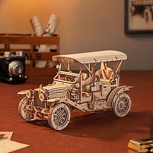 ROBOTIME Vintage Car Wooden 3D Puzzle $  15 + Free Shipping w/ Prime or orders $  35