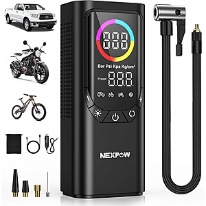 Nexpow 150PSI 9000mAh Cordless Air Compressor w/ Digital Tire Pressure Gauge .85